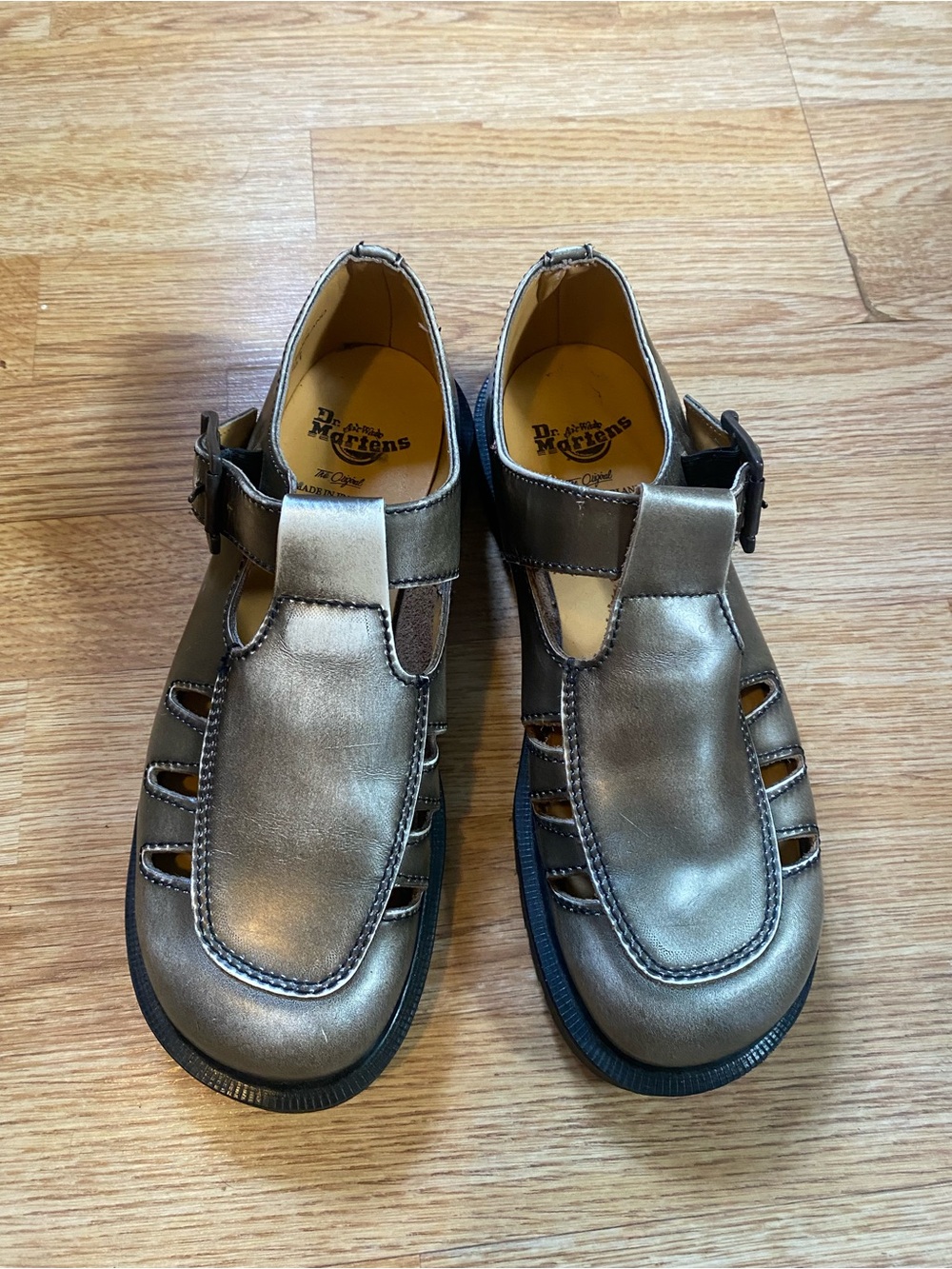 Vintage Made in England Dr. Martens Women’s Metallic Pewter Mary Jane’s